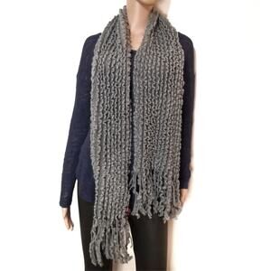 NWT Tickled Pink Gray Fringe Scarf